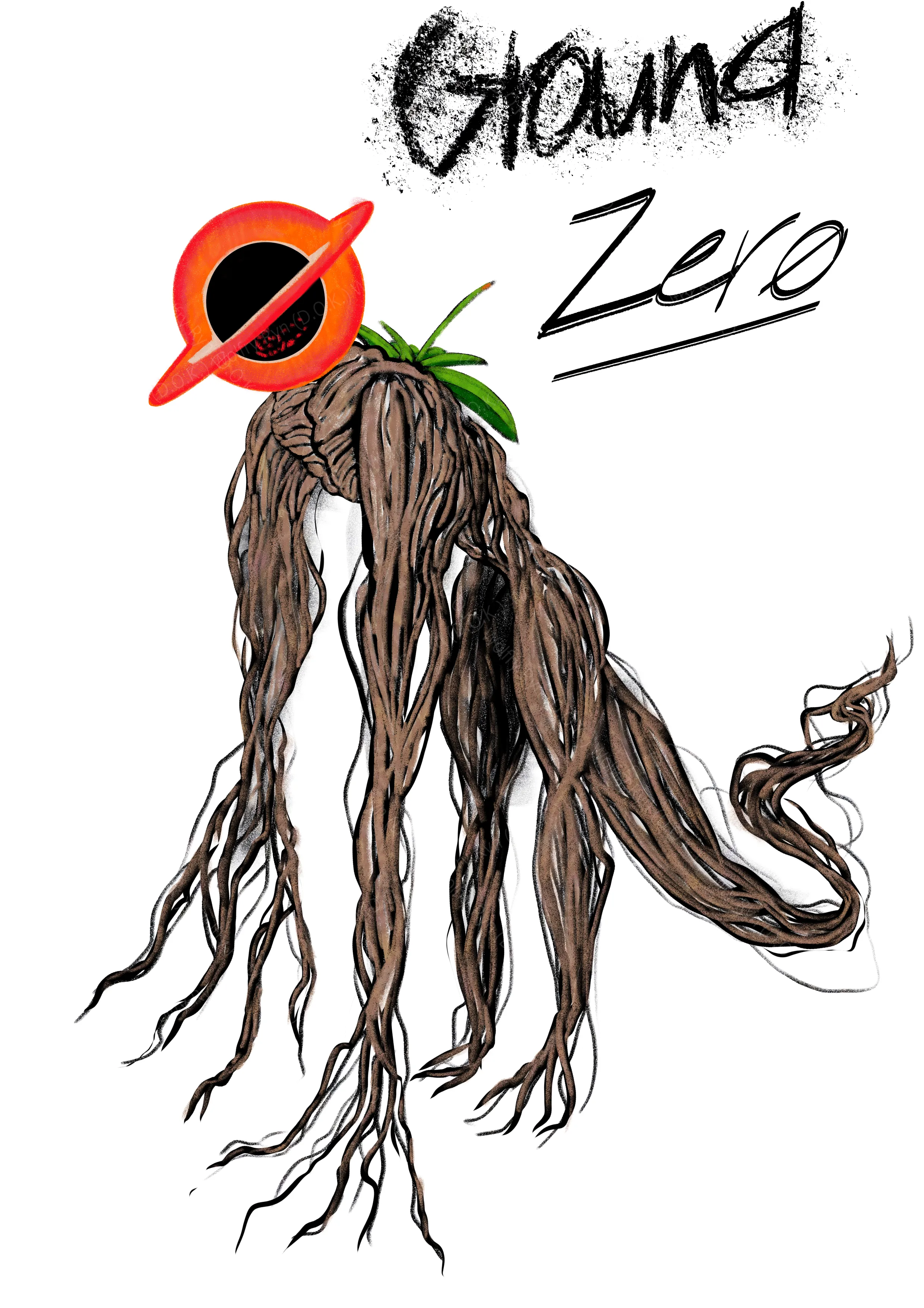 A grotesque creature made from roots