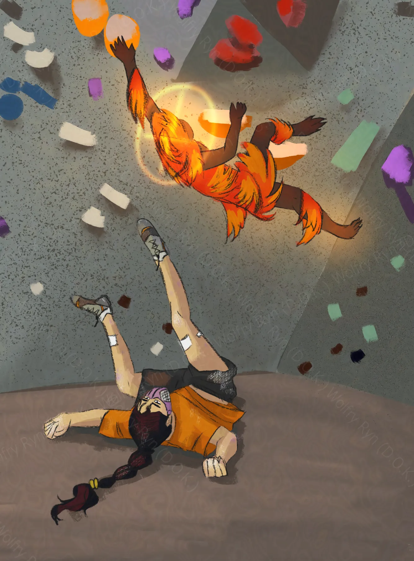 A wall climber fell