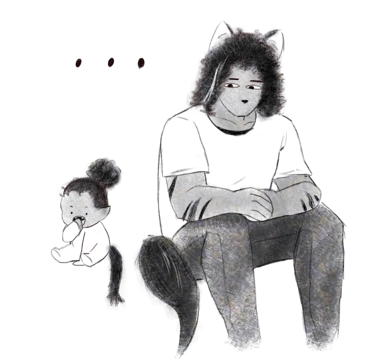 Coyote-witch being suspicious of a baby